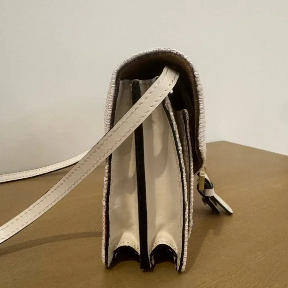 Patricia Nash Woven Crossbody Bag Cream Neutral Leather Trim NWOT Coastal Chic - Picture 2 of 9